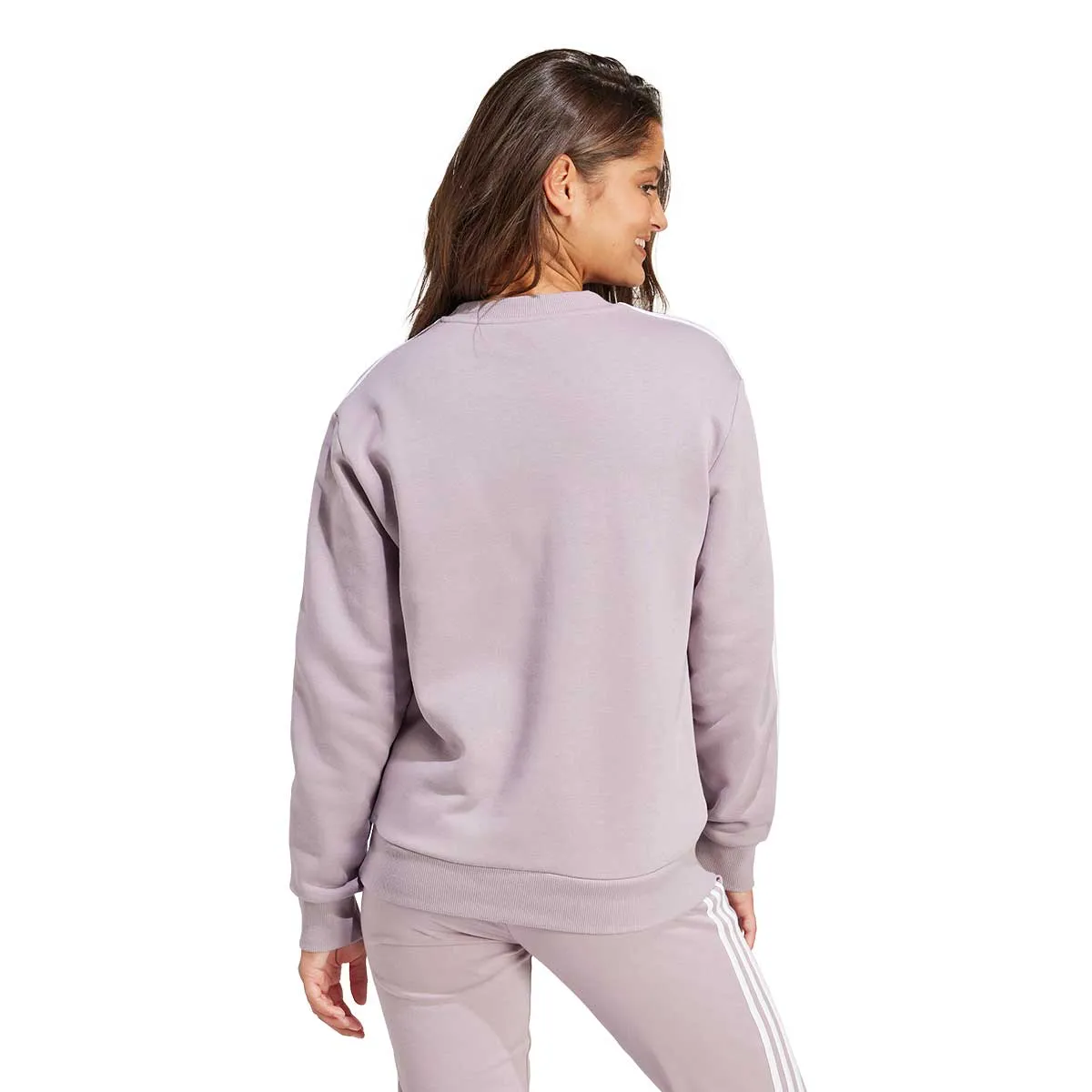 adidas 3 Stripe Fleece Sweat Top - Womens - Preloved Fig