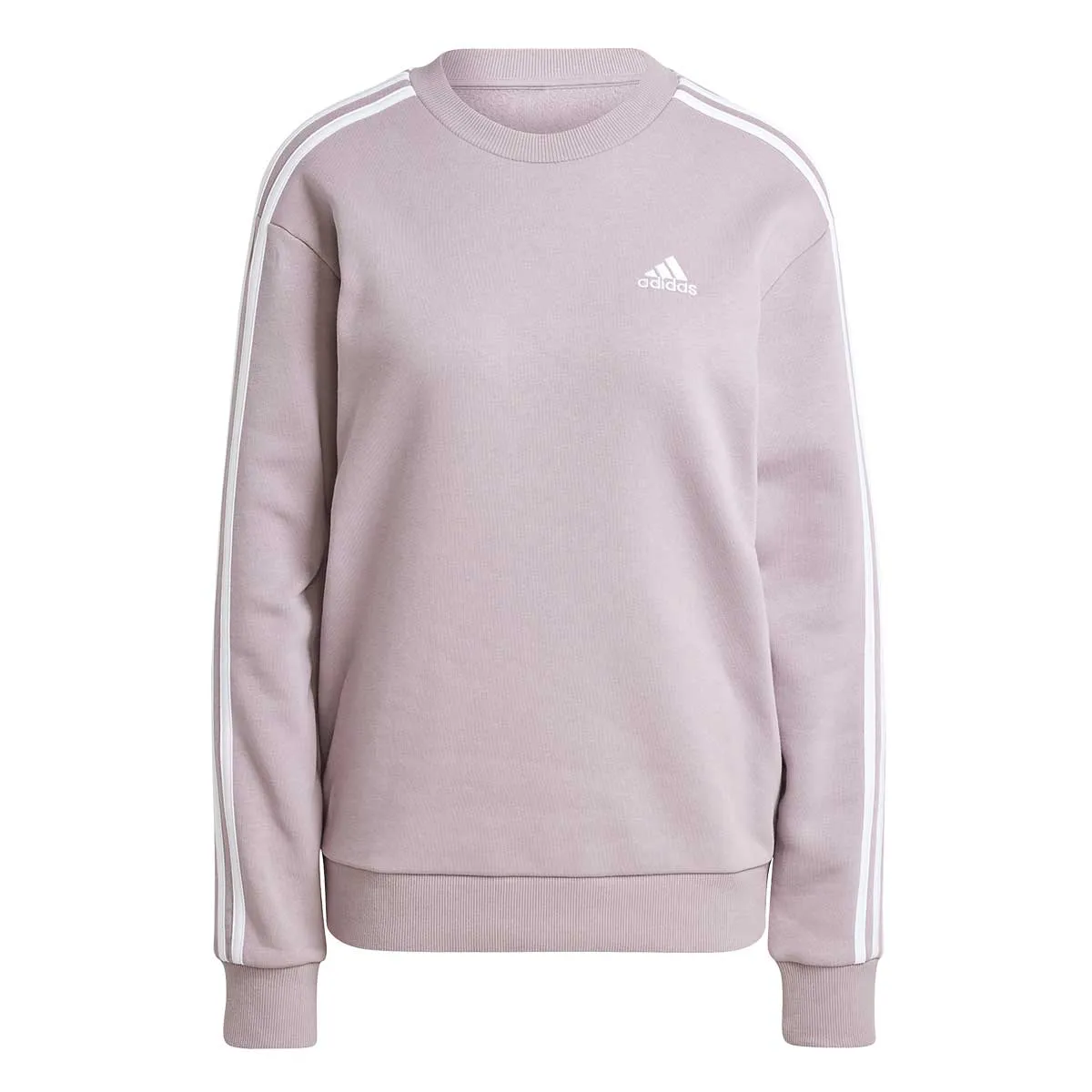 adidas 3 Stripe Fleece Sweat Top - Womens - Preloved Fig