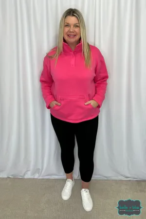 Alicia Half Snap Up Pullover - Fuchsia