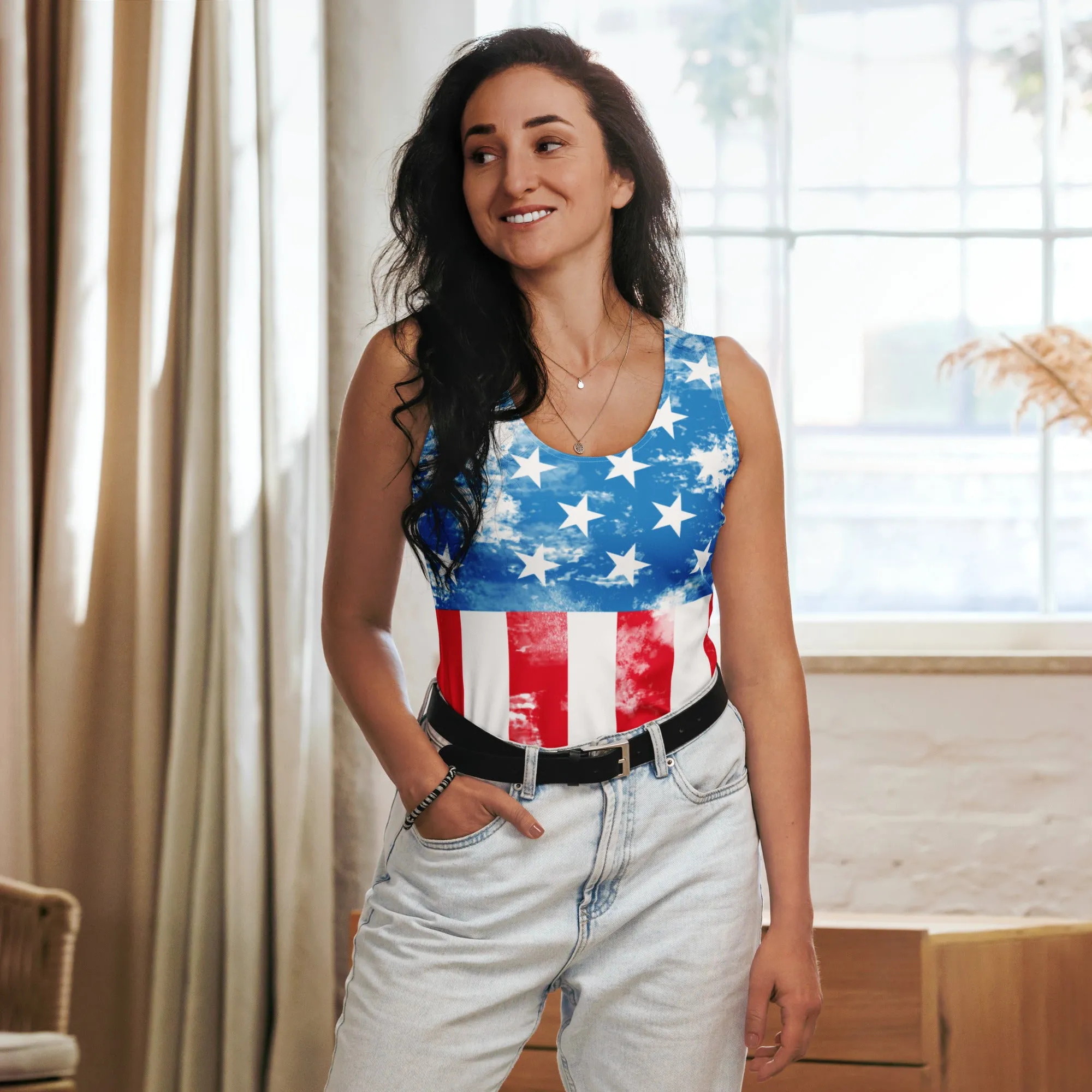Artsy American Flag Tank Top
