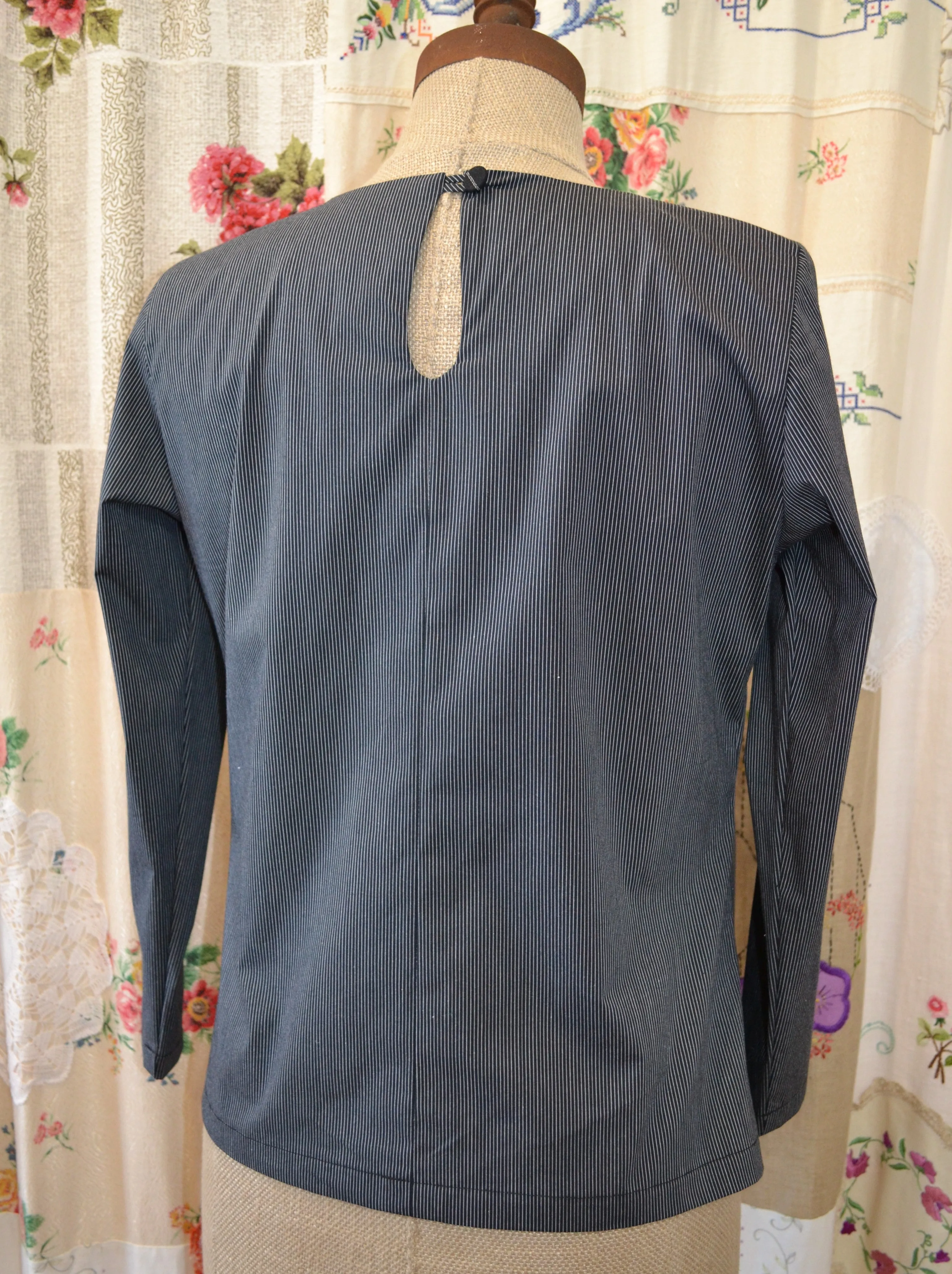 Berserk Black pin stripe full length sleeves Keyhole Top
