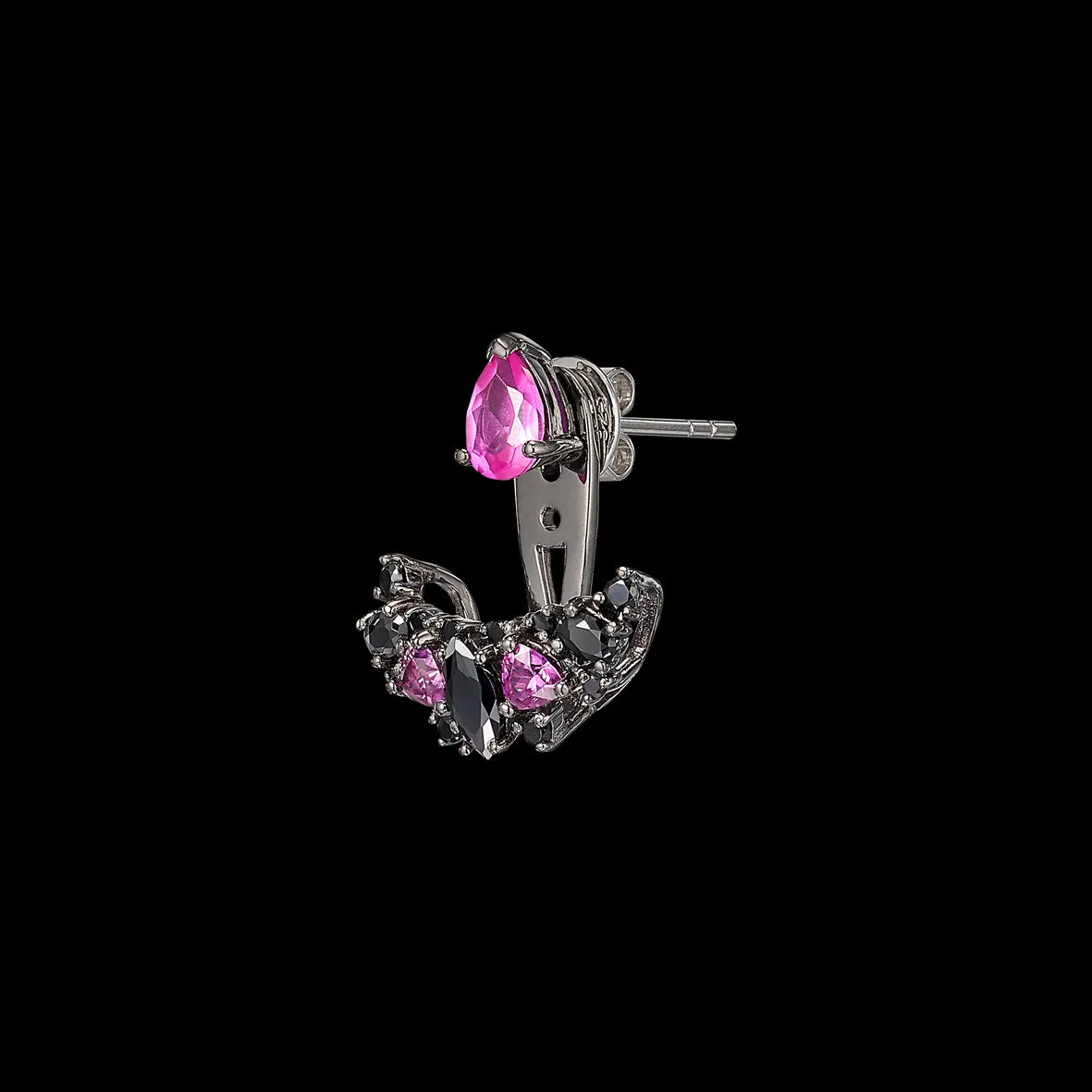 Black Pink Twinkle Ear-Jackets