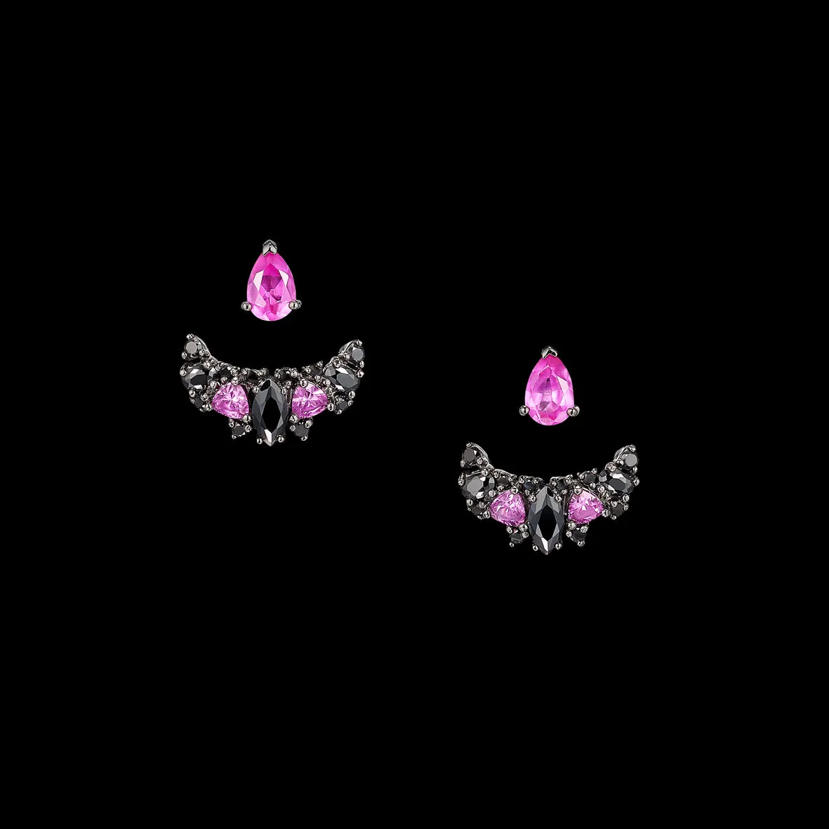 Black Pink Twinkle Ear-Jackets