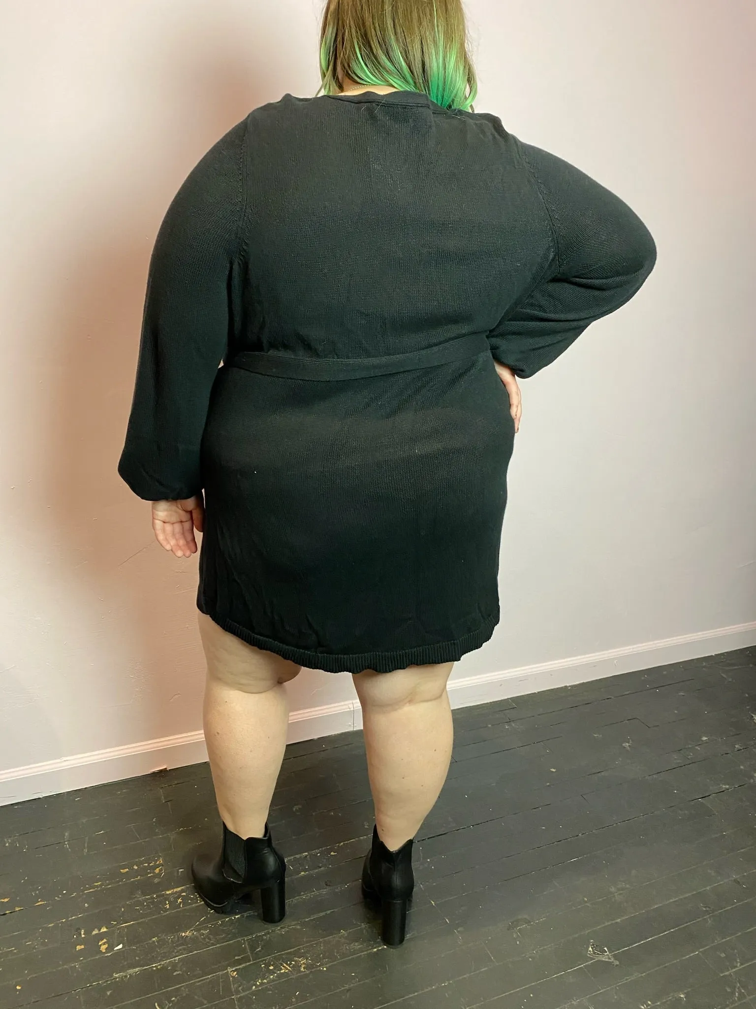 Black Sweater Dress with Tie Belt by Lane Bryant, Size 26/28
