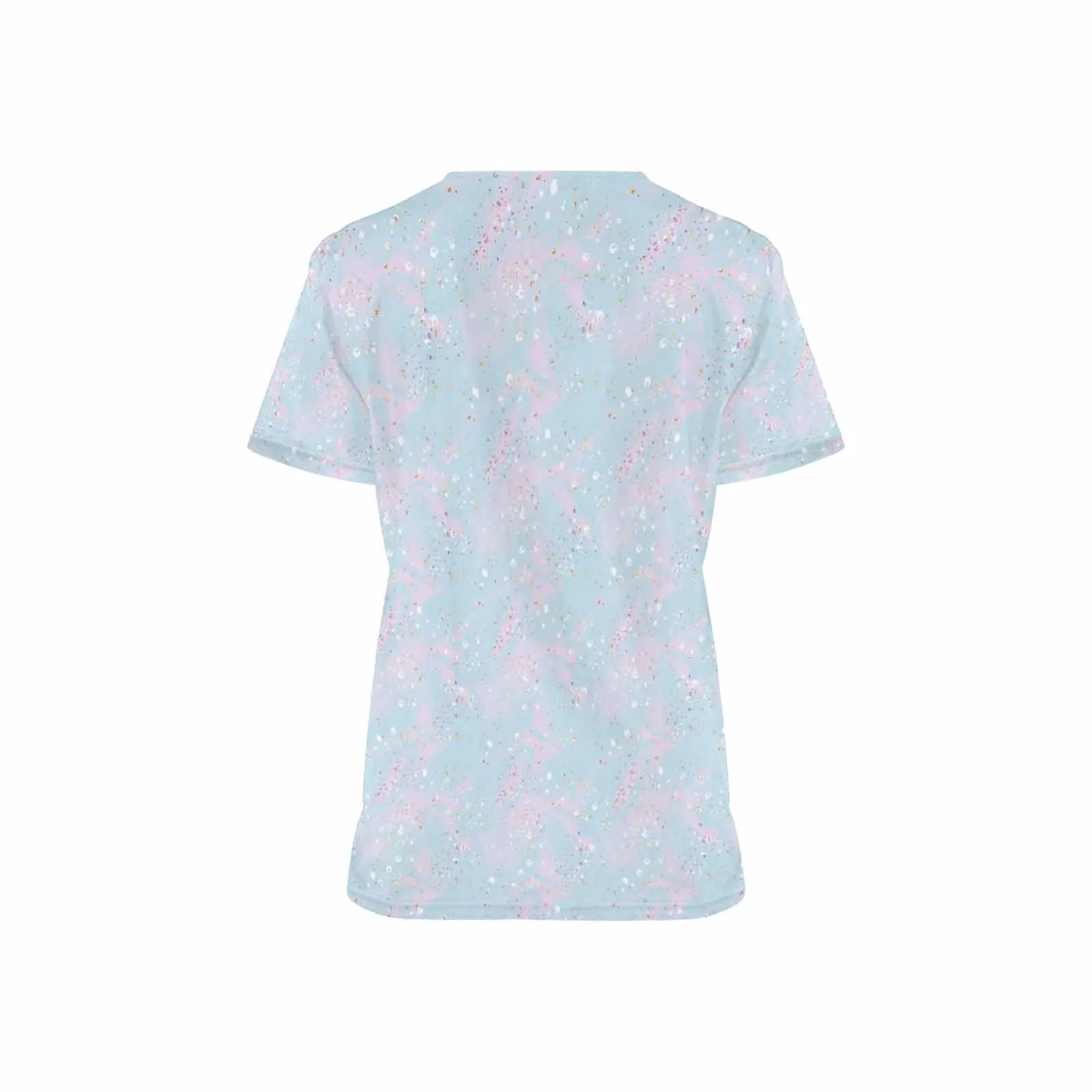 Blue Splashes  Women's V Neck Scrub Top Nurse Uniform with Deep Front Pockets