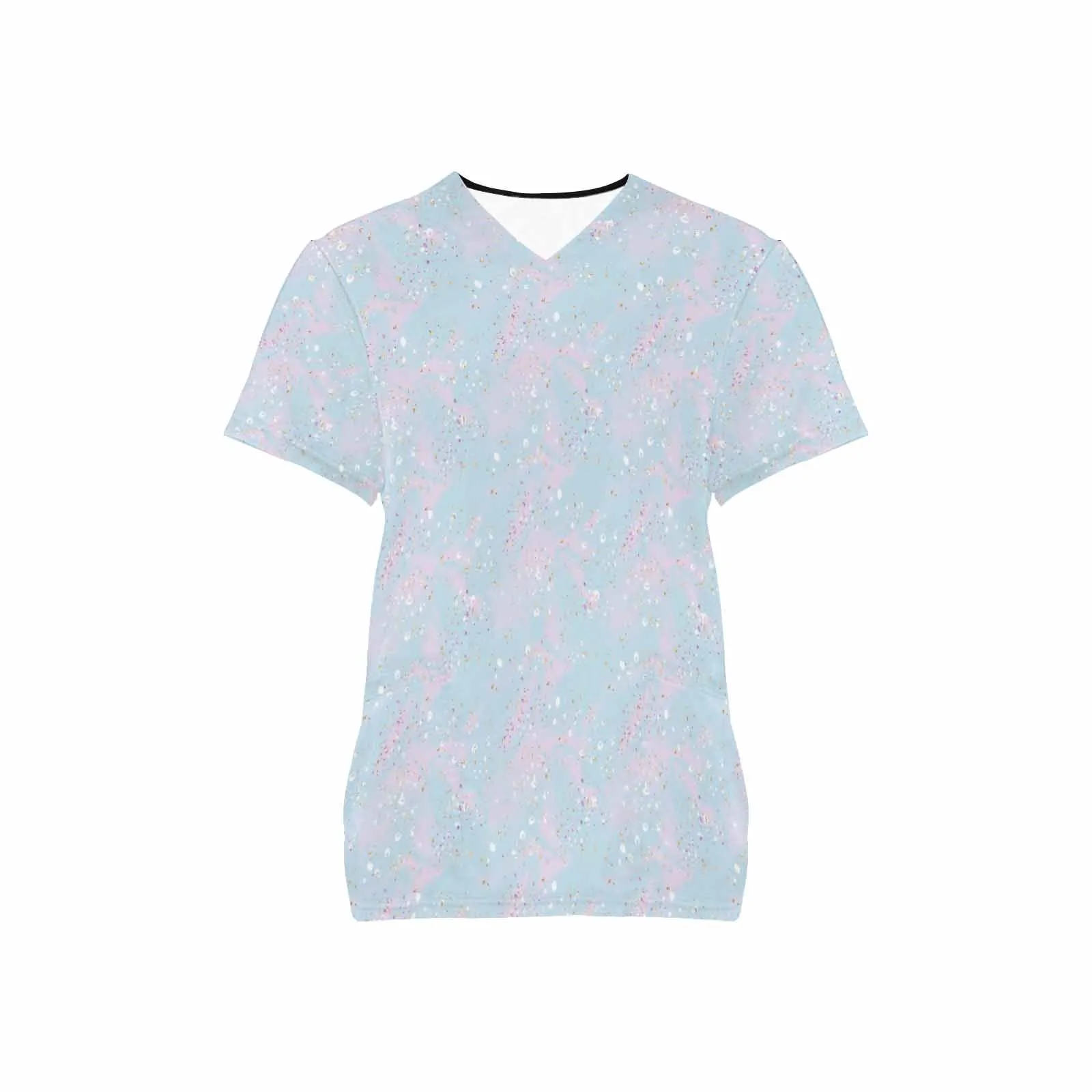 Blue Splashes  Women's V Neck Scrub Top Nurse Uniform with Deep Front Pockets