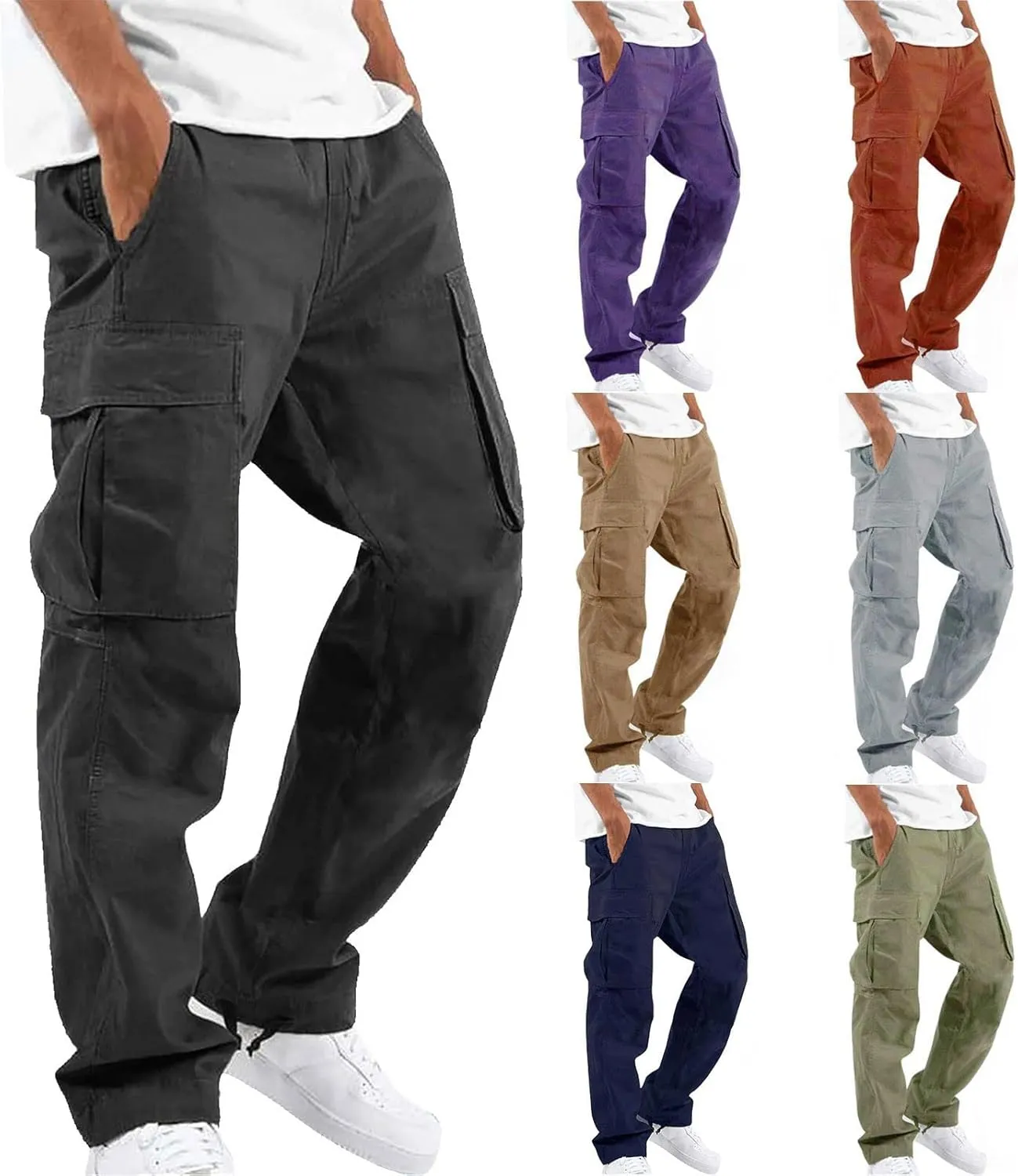Cargo Trousers for Men Multi-Pocket Pants Tooling Men's Pants Golf Pants Men Stretch Men's Heavyweight Cargo Fleece