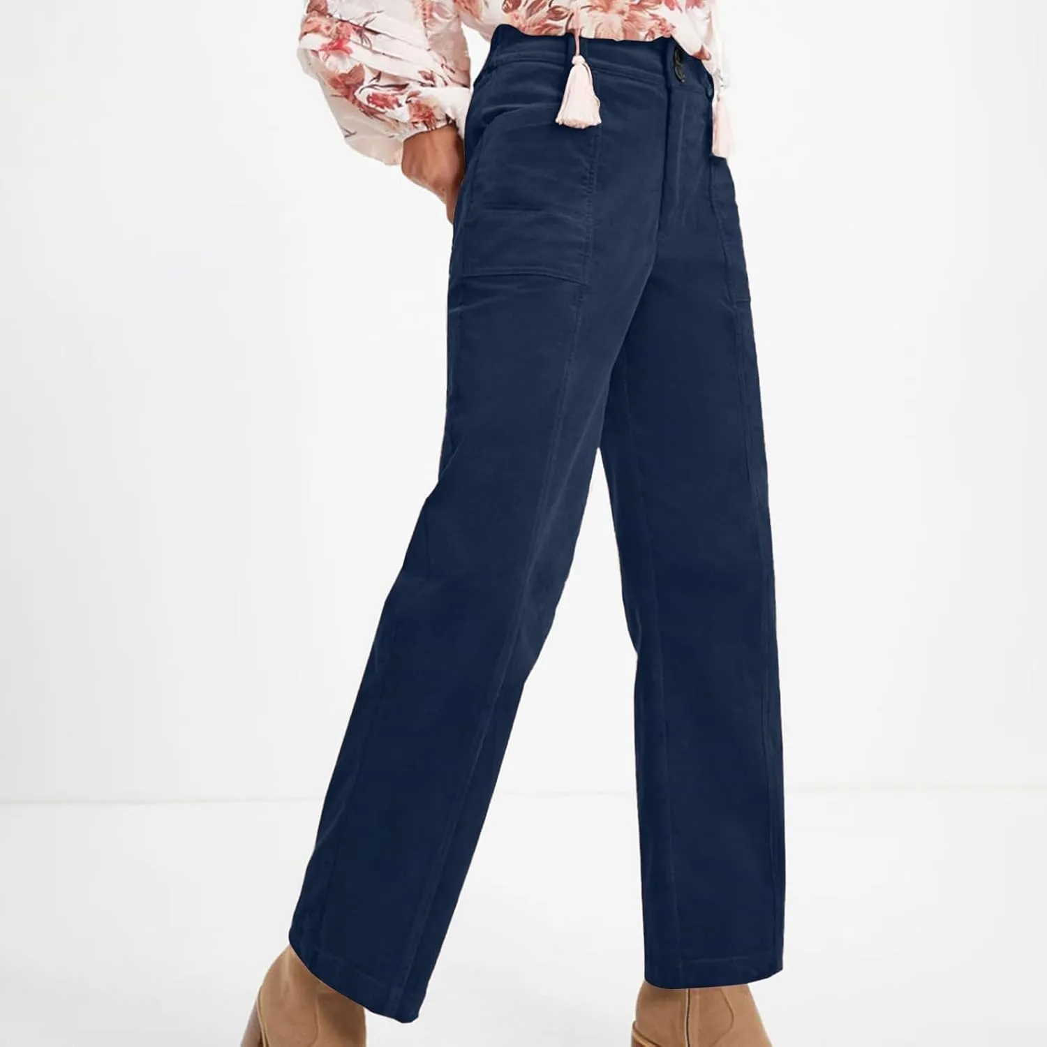 Casual Pants for Women 2025 Summer Straight Wide Leg Stretchy High Waist Solid Color Pants Trendy Baggy Loose Trousers