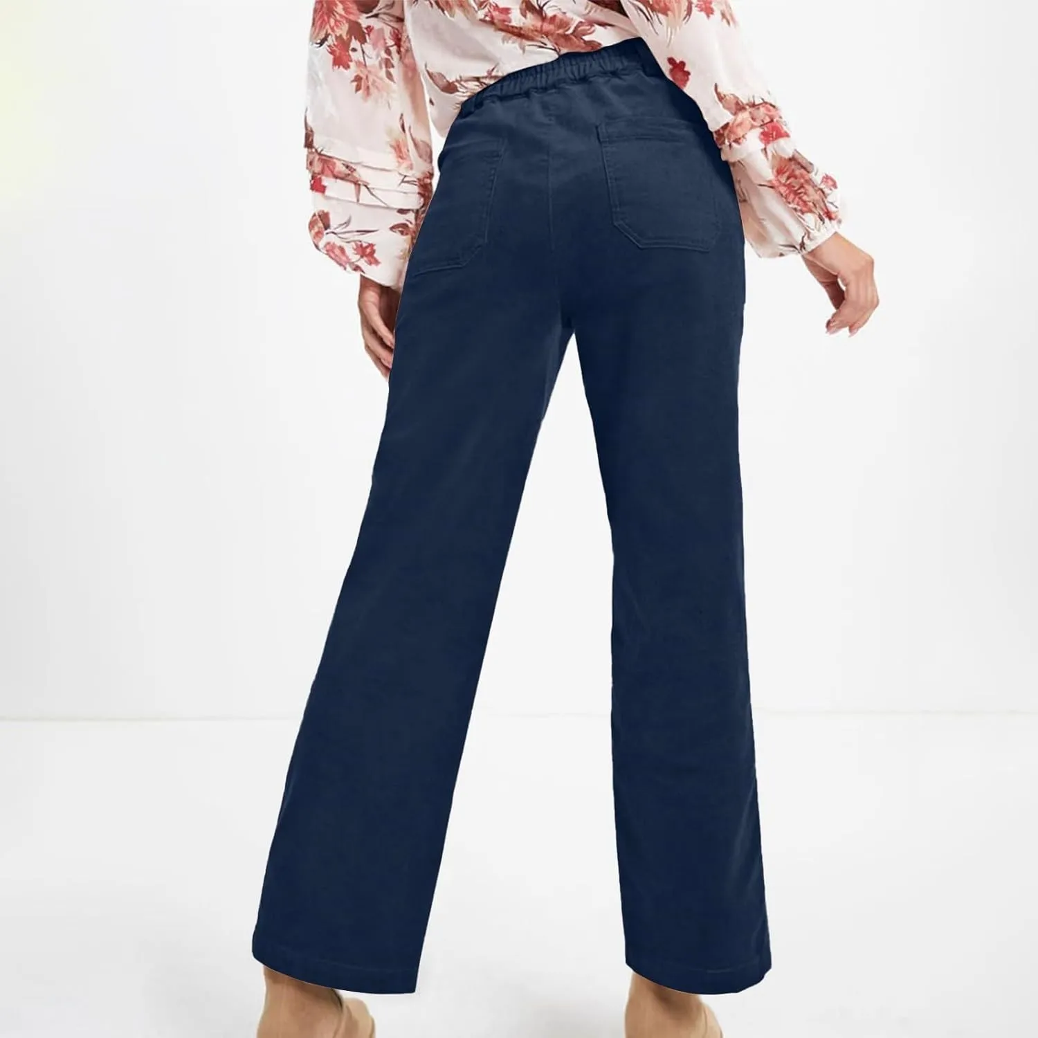 Casual Pants for Women 2025 Summer Straight Wide Leg Stretchy High Waist Solid Color Pants Trendy Baggy Loose Trousers