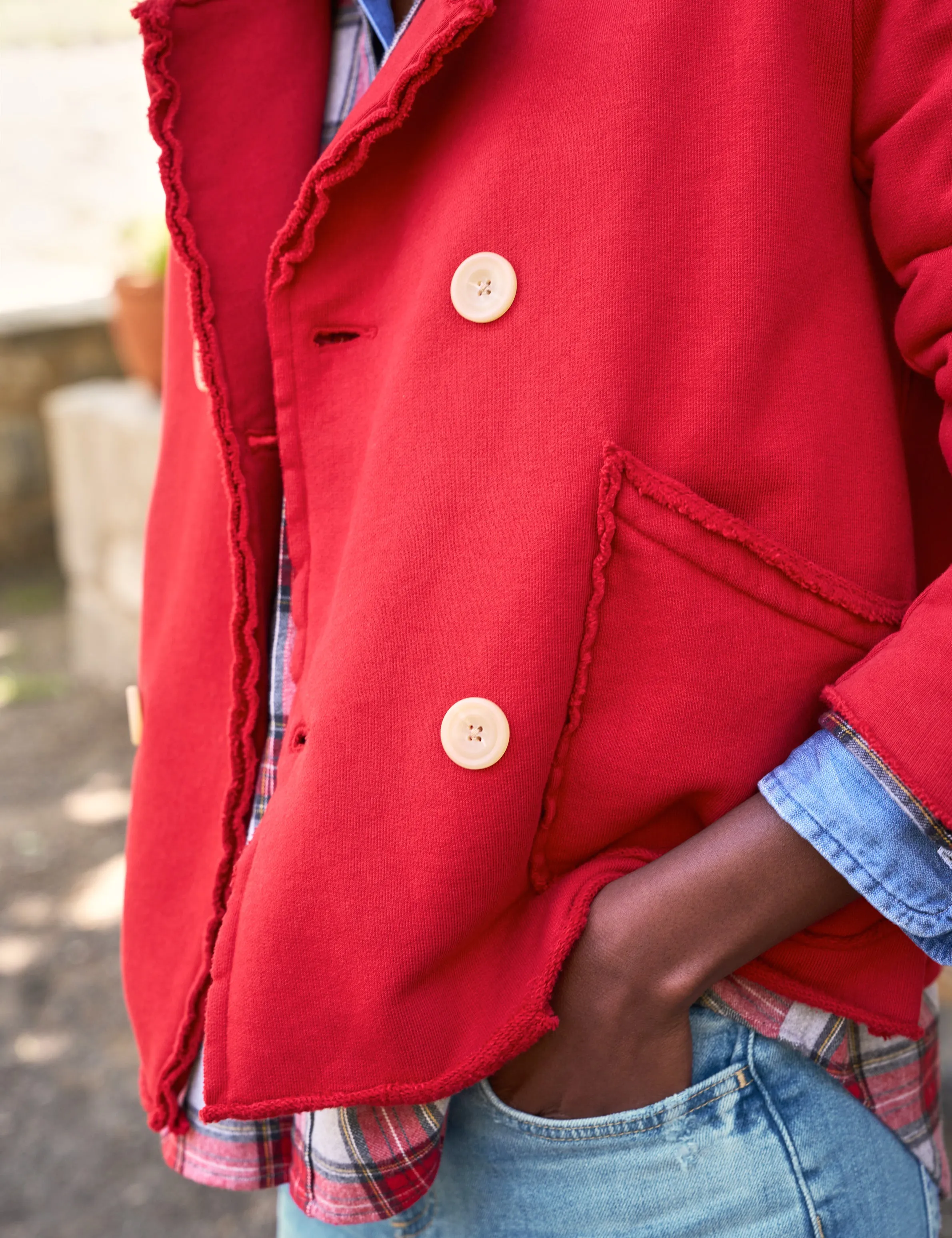 Frank & Eileen - Mini Belfast Crop Peacoat in Crimson