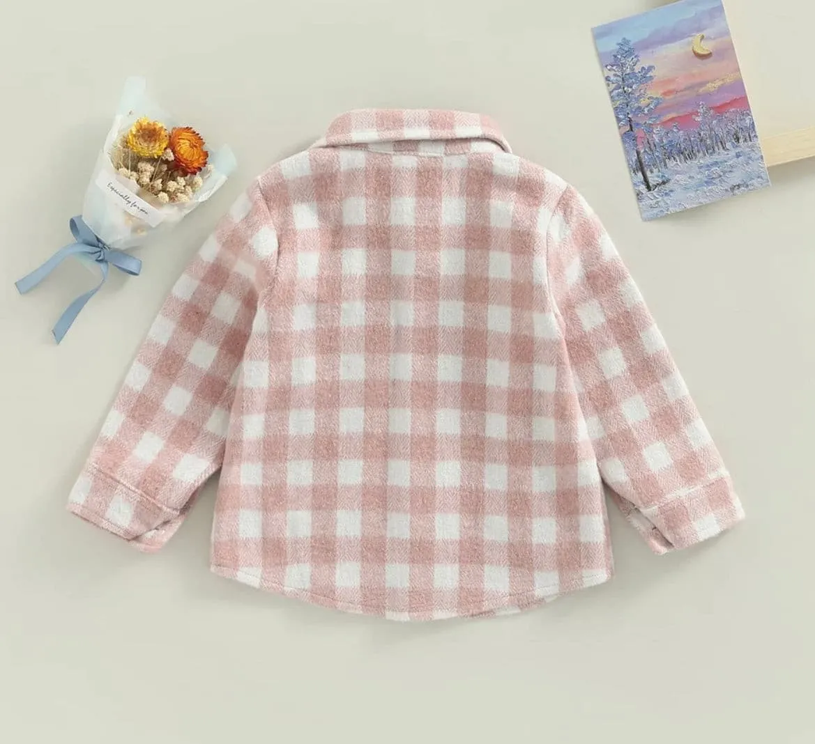 Girls Plaid Cotton Shirt - Pink Check