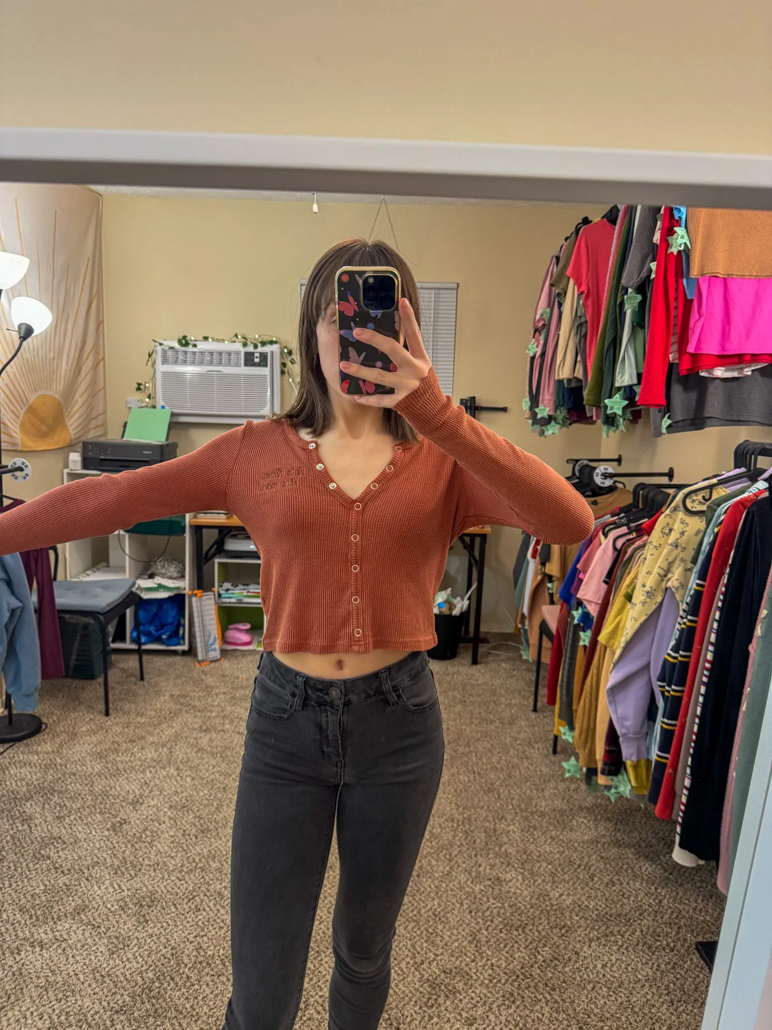 Good Luck Babe Thermal Cropped Long Sleeve M