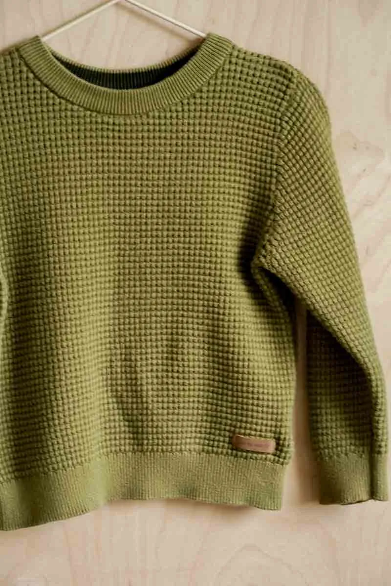 Green Waffle Pullover Sweatshirt: 2T