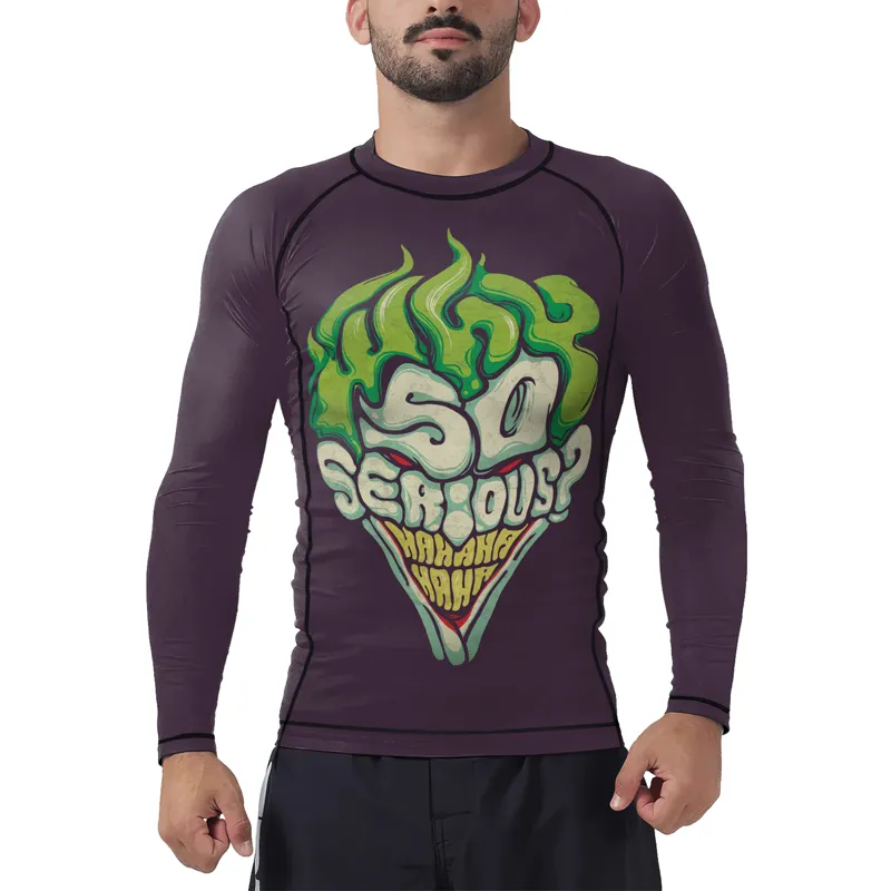 Joker Why So Serious HaHaHa Purple Men's Long Sleeve Rash Guard