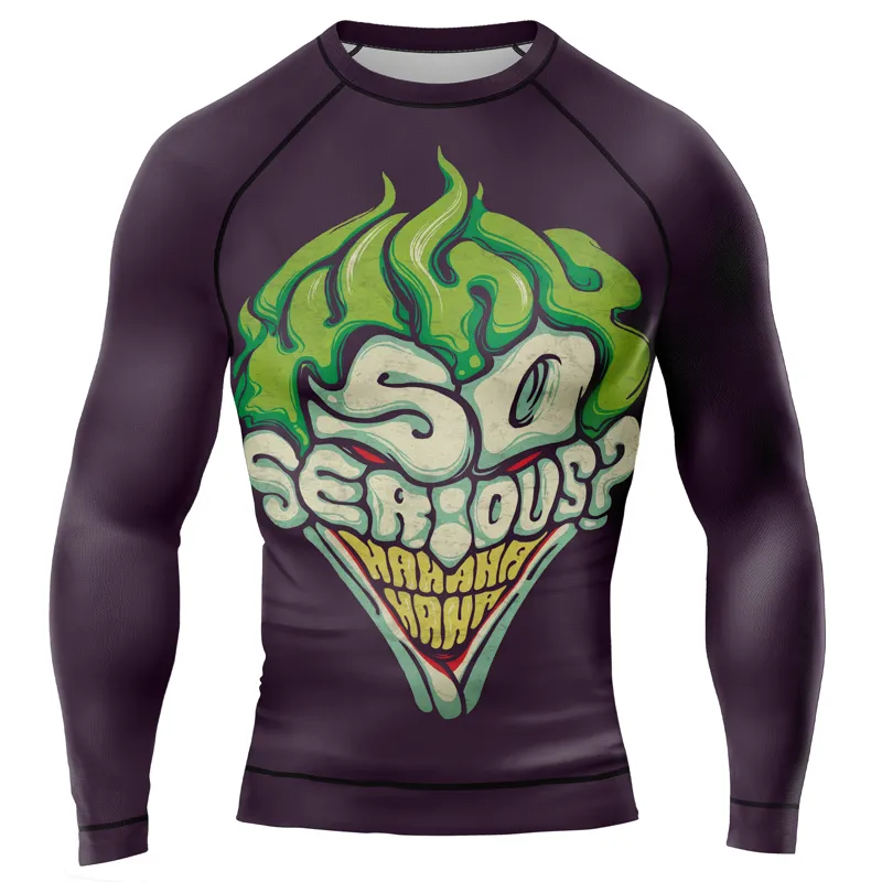 Joker Why So Serious HaHaHa Purple Men's Long Sleeve Rash Guard
