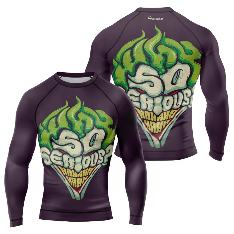 Joker Why So Serious HaHaHa Purple Men's Long Sleeve Rash Guard
