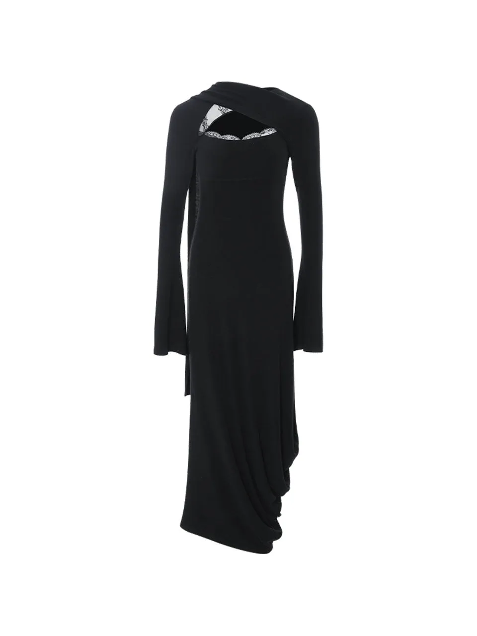 Lace cut-off long dress