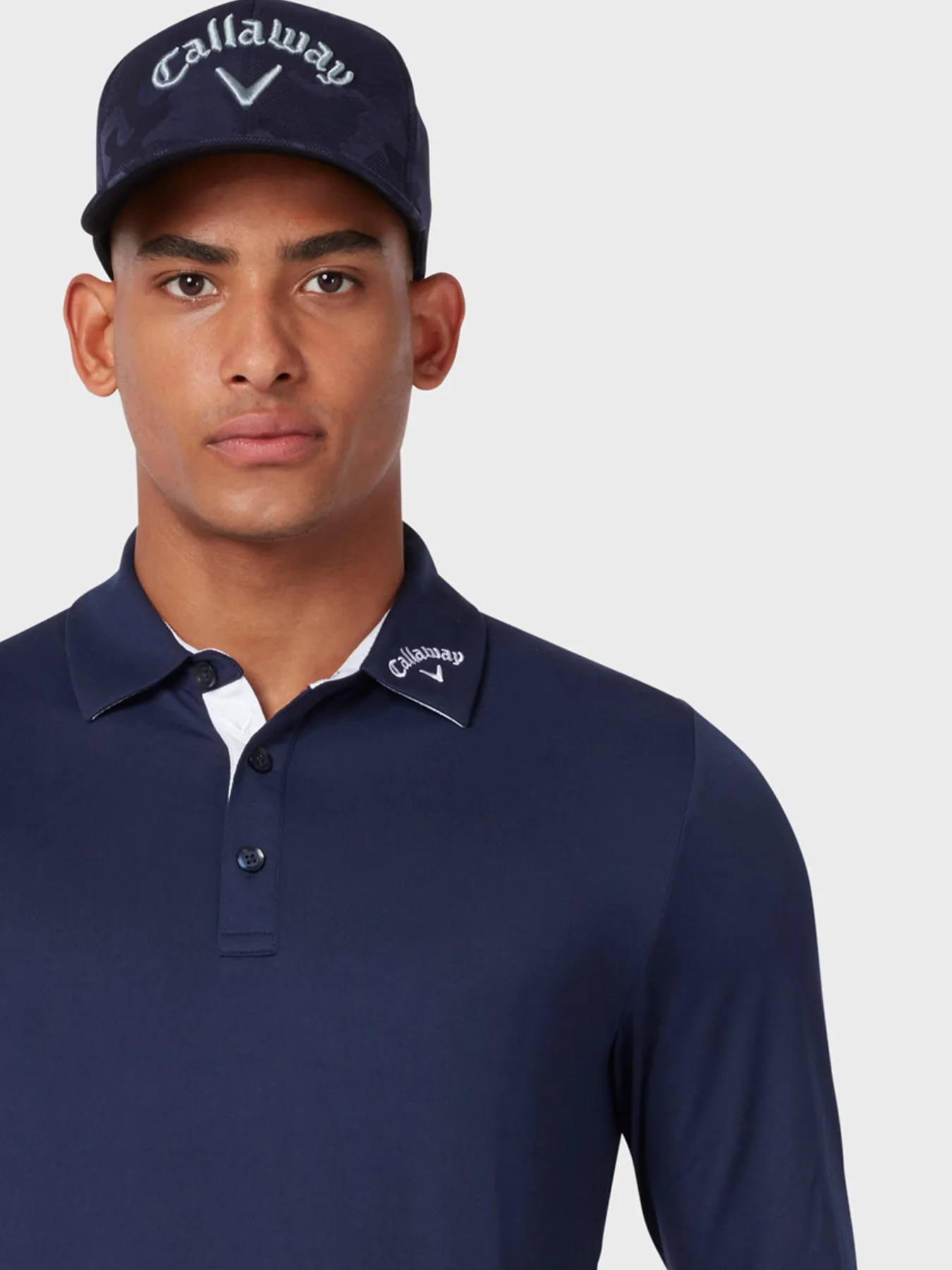 Long Sleeve Performance Polo In Peacoat