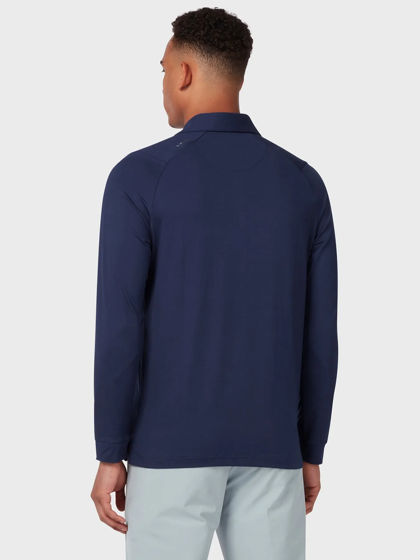 Long Sleeve Performance Polo In Peacoat
