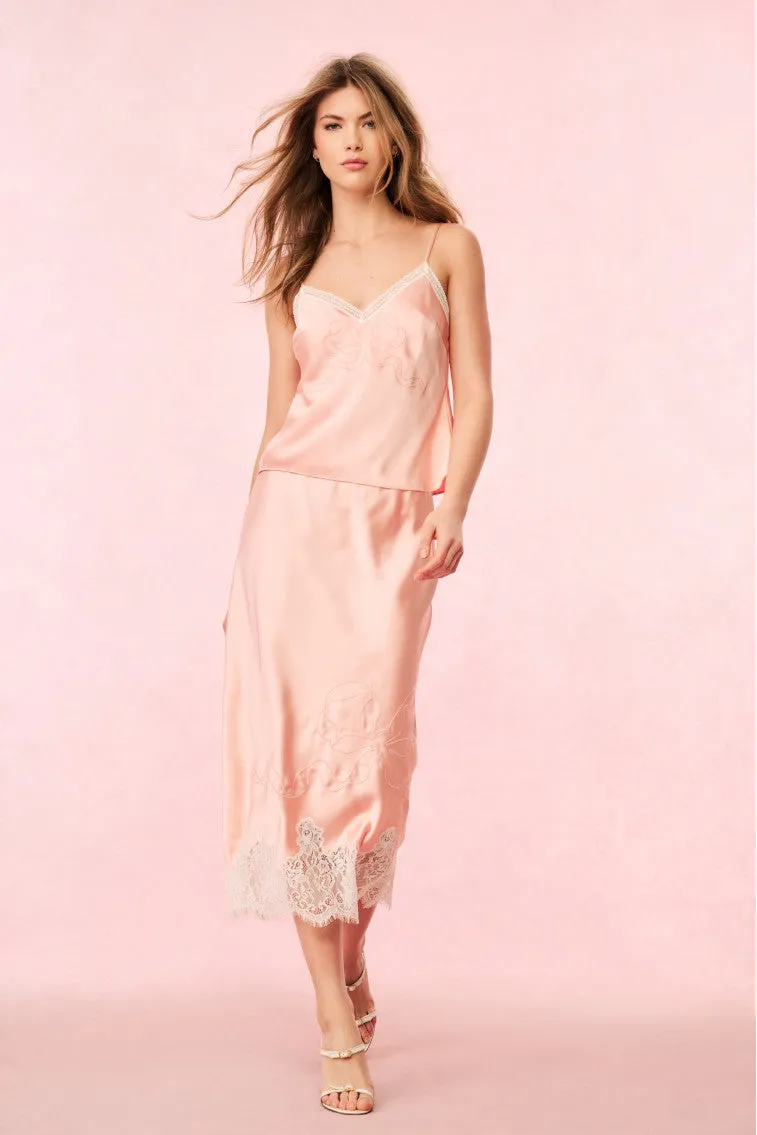 Malina Satin Midi Slip Skirt