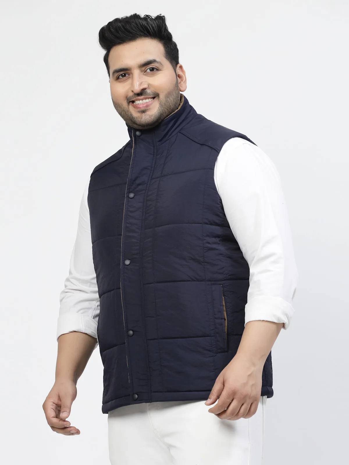 Men Geometric Striped Longline Tailored Jacket