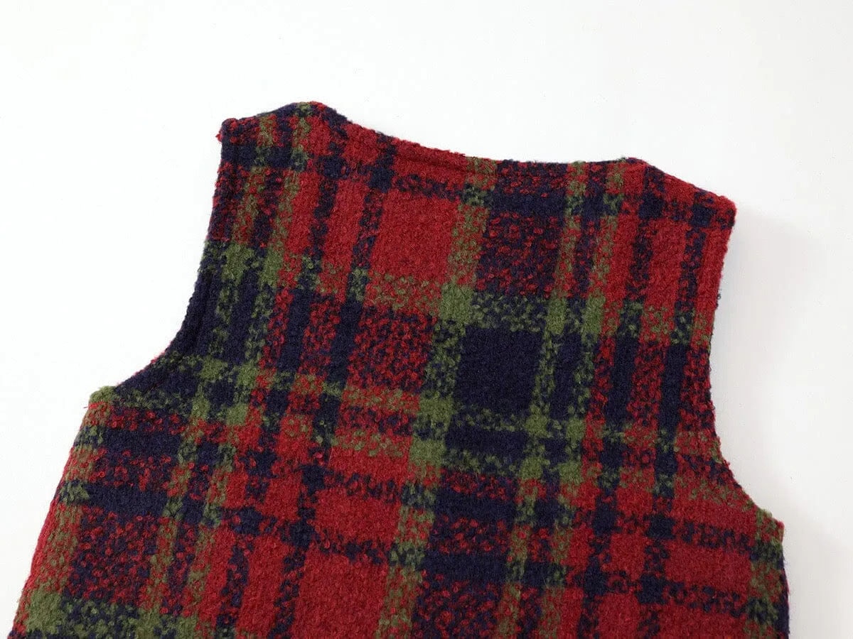 Odelia Retro Plaid Vest Dress Set