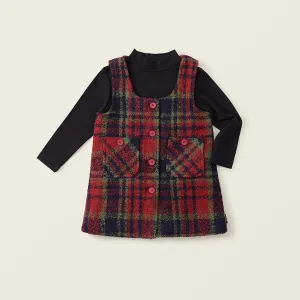 Odelia Retro Plaid Vest Dress Set