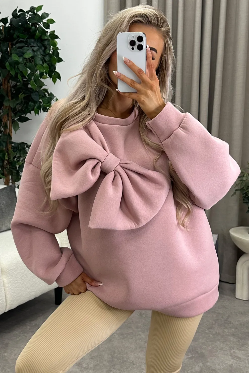 Poppie Rose Oversized Bow Sweatshirt Jumper