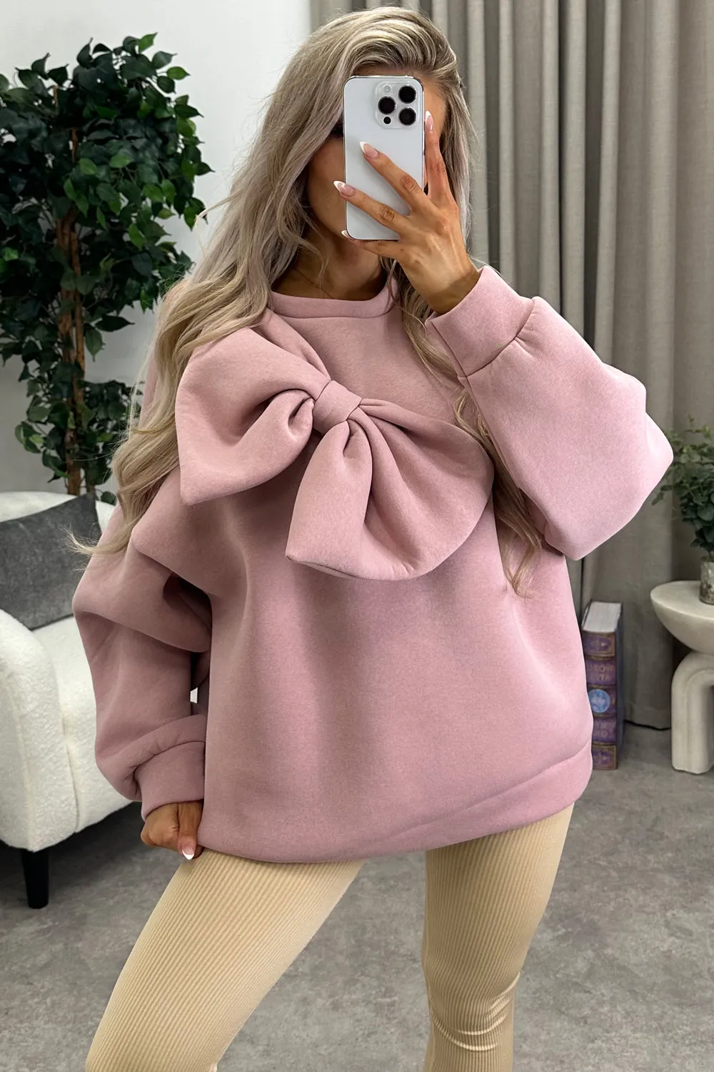 Poppie Rose Oversized Bow Sweatshirt Jumper