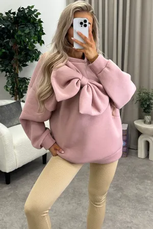 Poppie Rose Oversized Bow Sweatshirt Jumper
