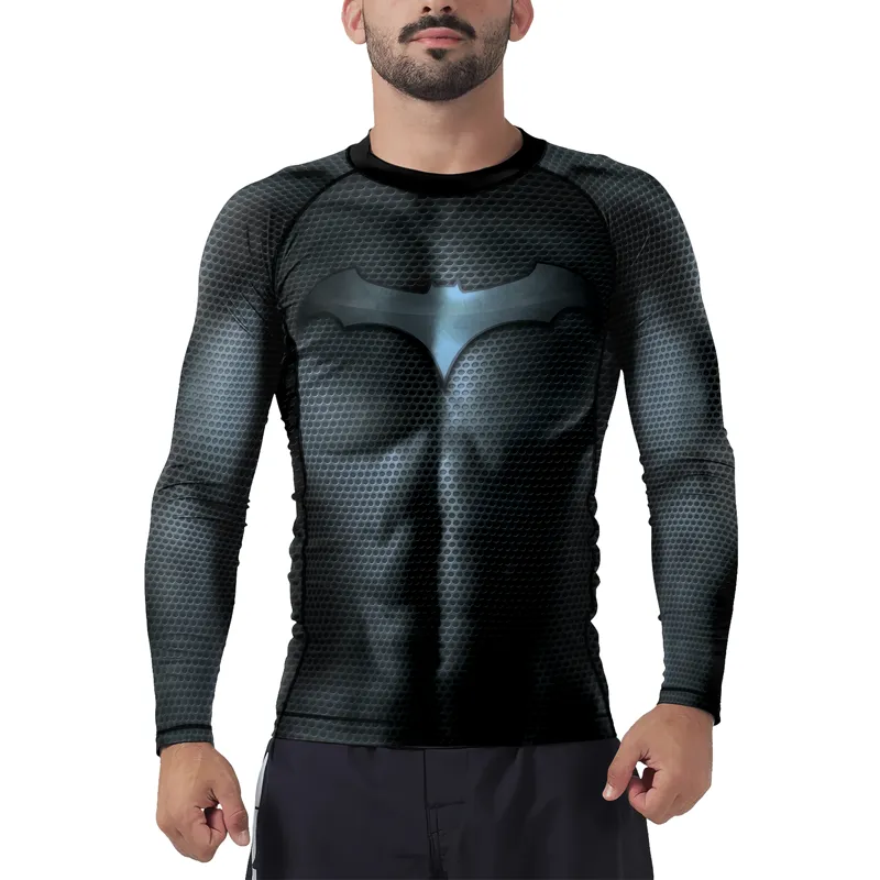 Powerful Bat Emblem Men's Long Sleeve Rash Guard