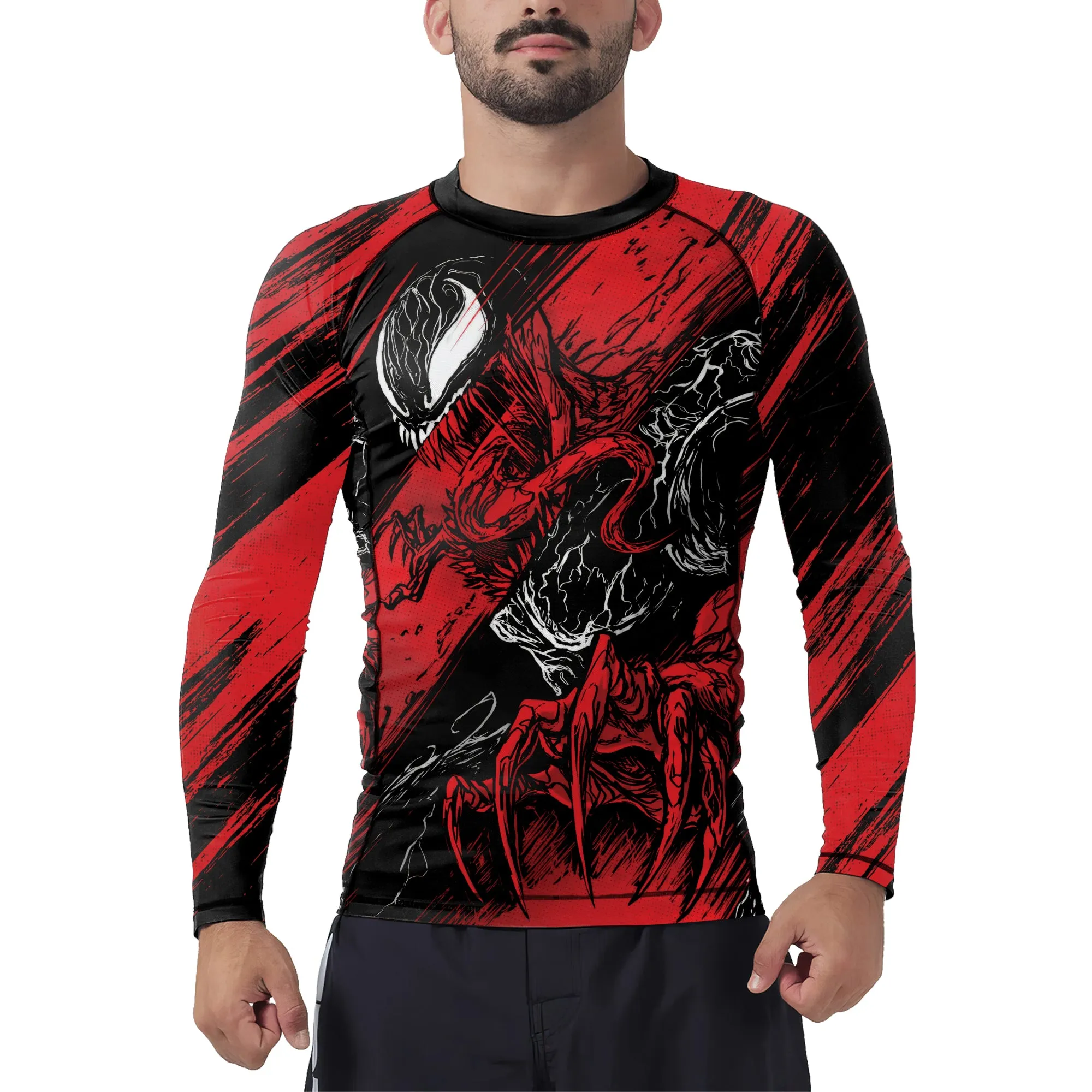 Red Venom in Horror Men's Long Sleeve Rash Guard