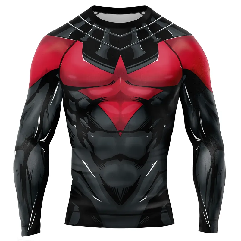 Red Winged Bat Men's Long Sleeve Rash Guard