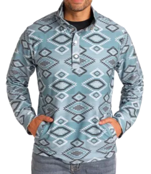 Rock & Roll Aztec Henley Button Pullover