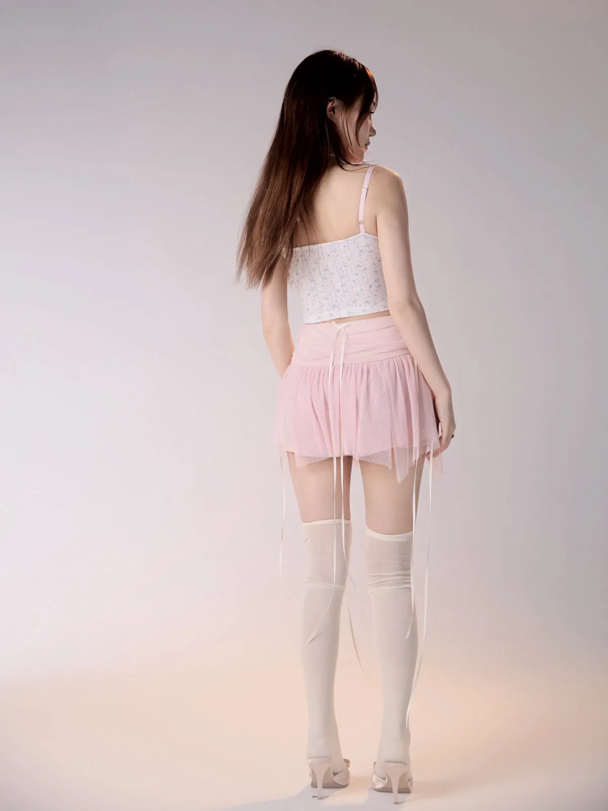 [Rose Island]Enchanting Mini Rose Beaded Halter Crop Top