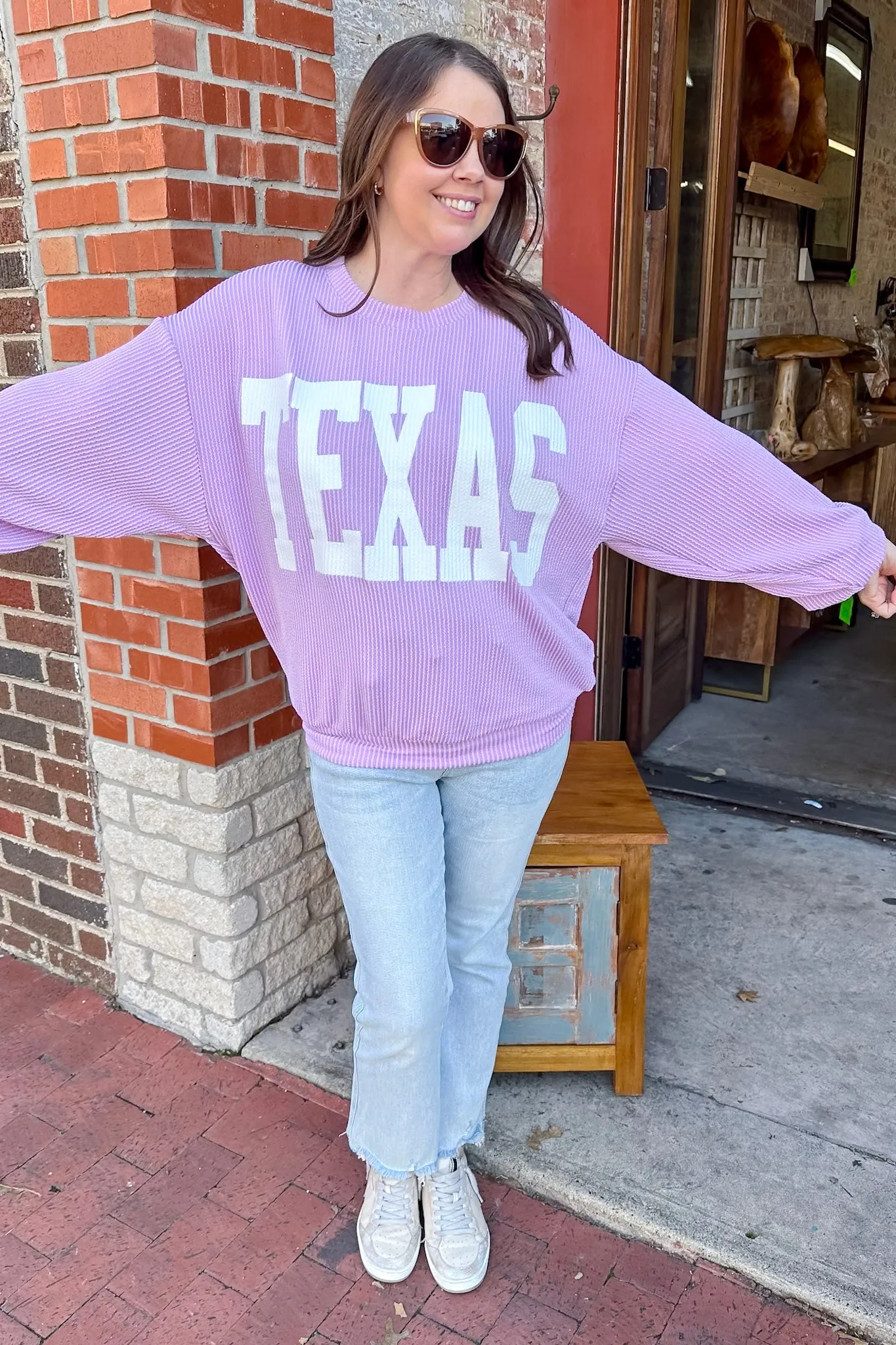Texas Corduroy Graphic Lilac Sweater