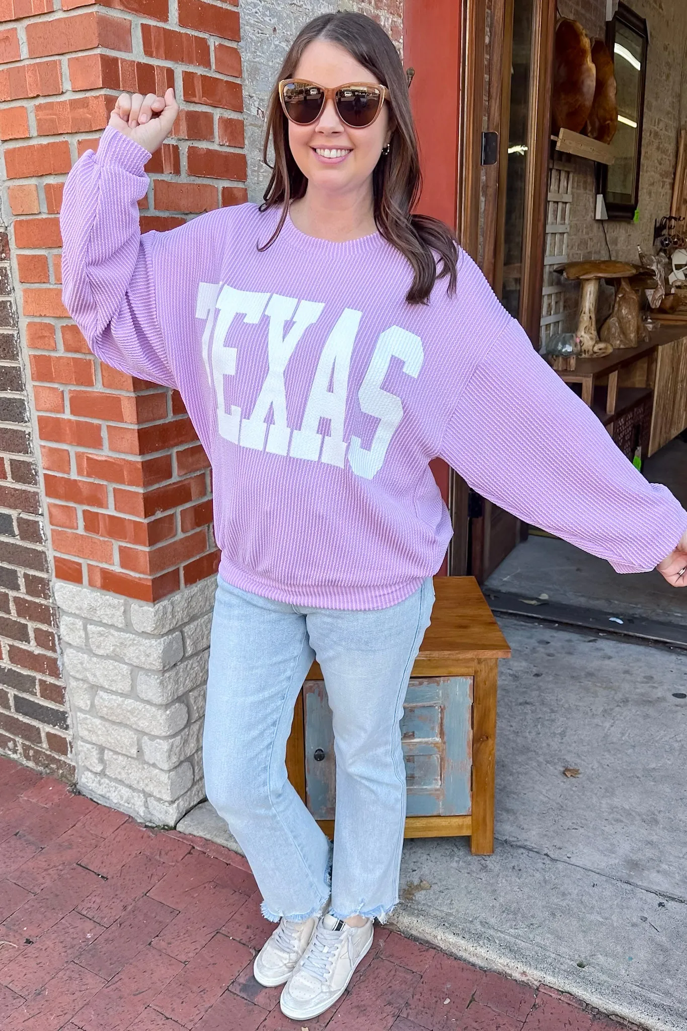 Texas Corduroy Graphic Lilac Sweater