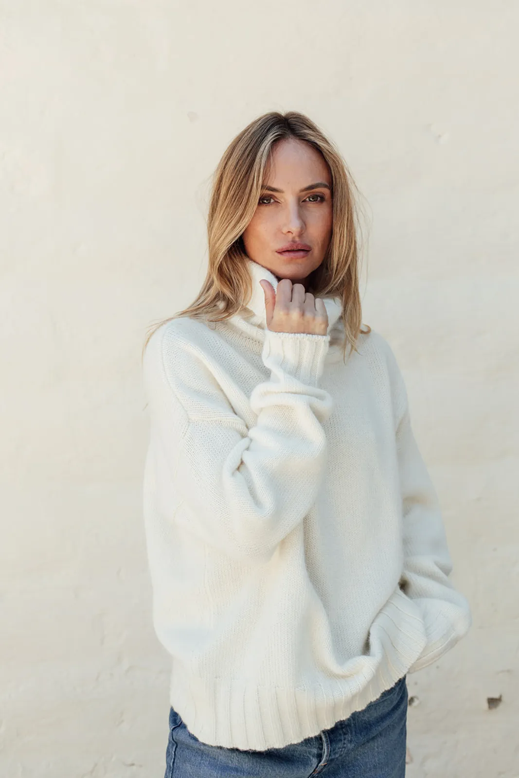 The Connie Merino Angora Polo Neck - Natural