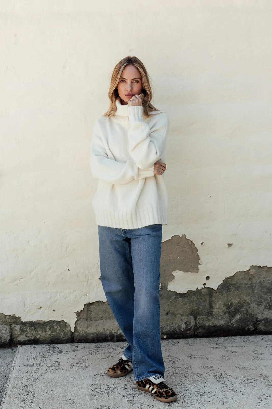 The Connie Merino Angora Polo Neck - Natural