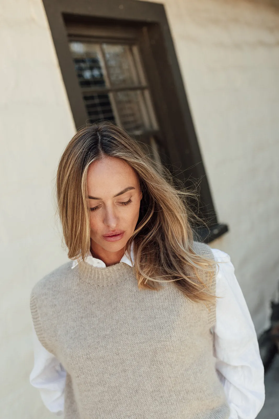 The Liv Merino Angora Vest- Wheat