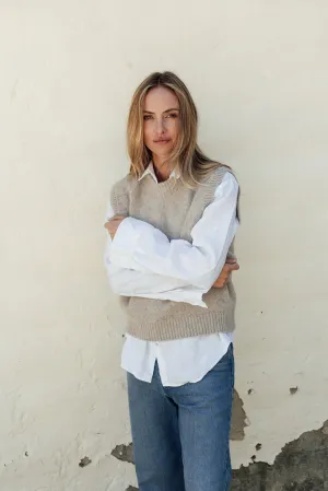 The Liv Merino Angora Vest- Wheat