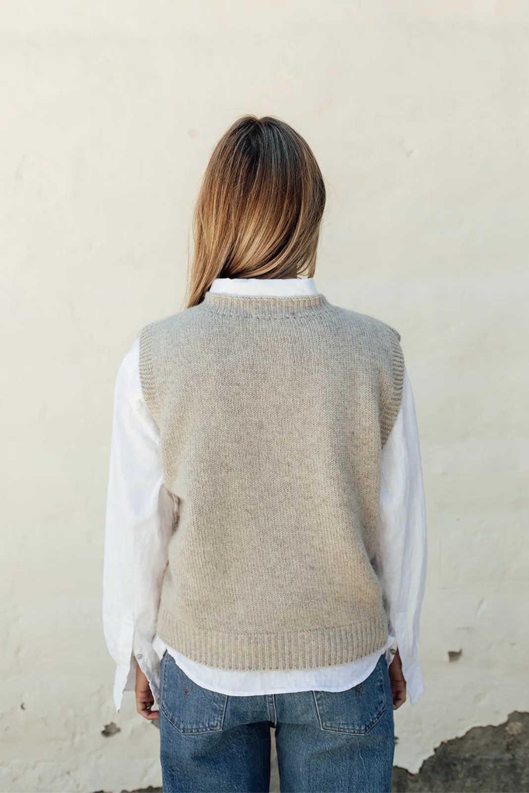 The Liv Merino Angora Vest- Wheat