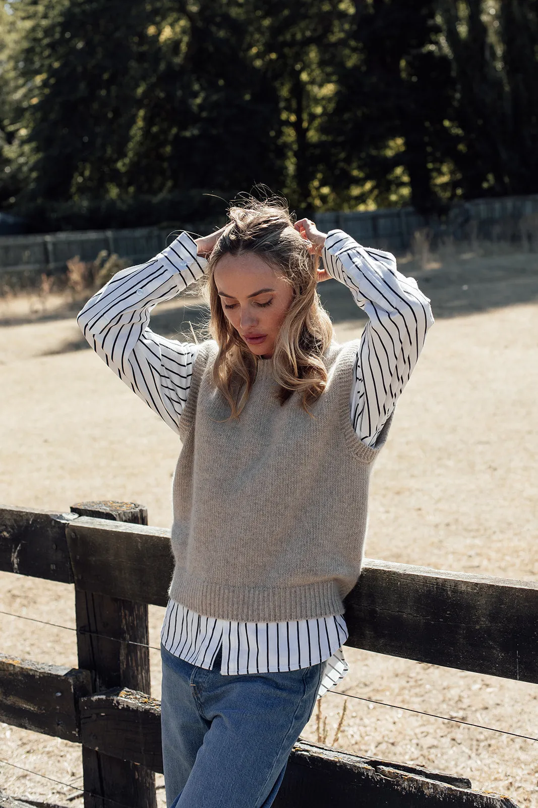 The Liv Merino Angora Vest- Wheat