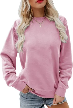 Women's Fall Long Sleeve Pullover Tops Casual Round Neck Sweatshirt