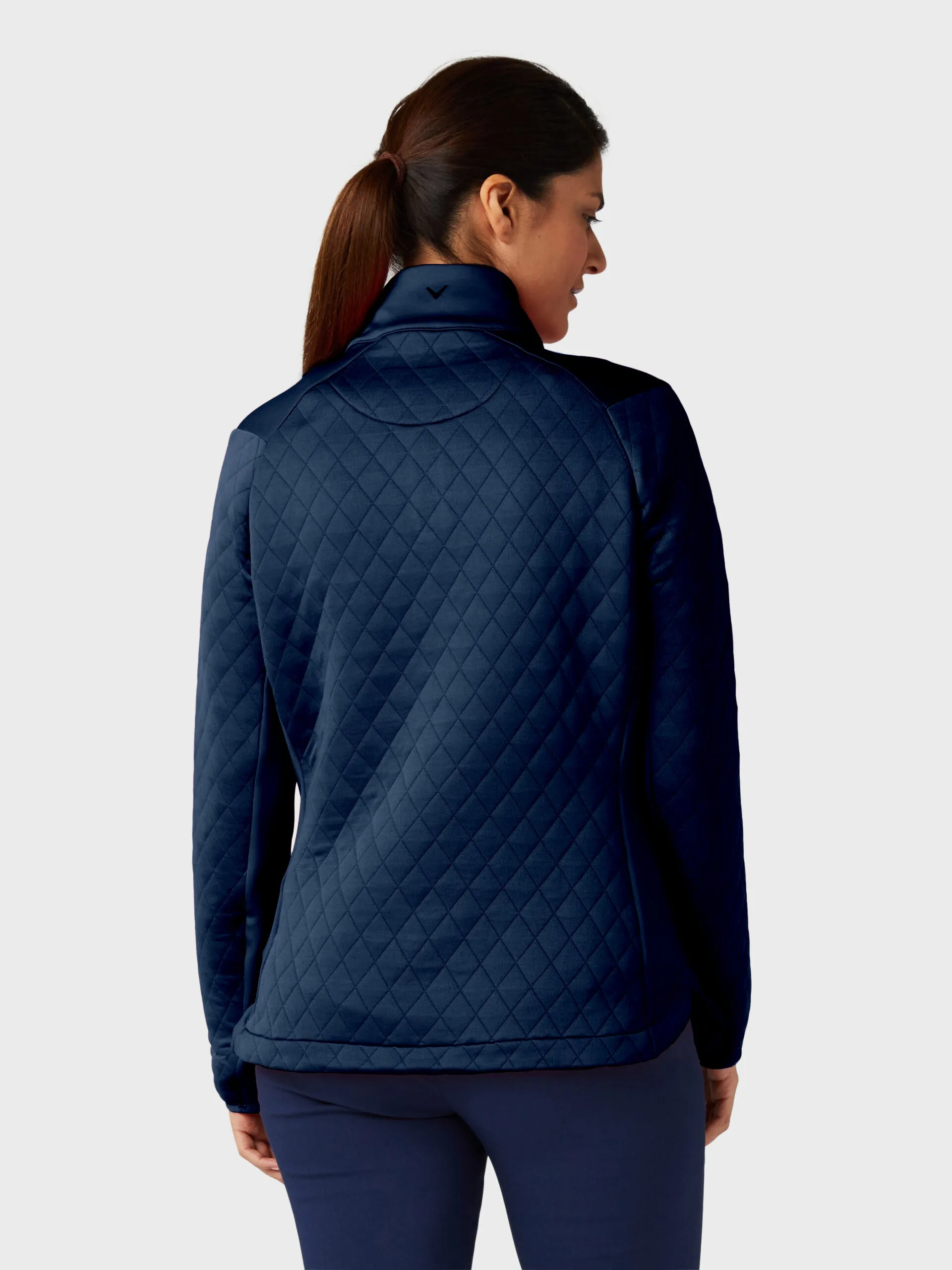 Women's Quilted 1/4 Zip Fleece Pullover In Peacoat
