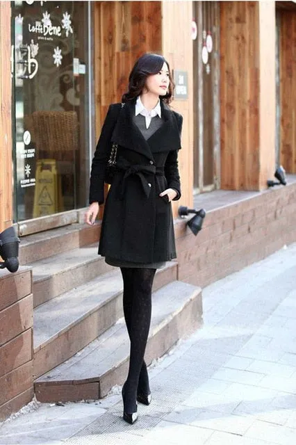 XUXI Women New Coat Ladies Autumn And Winter Manteau Femme Overcoat Cotton Mixing High Quality Coats FZ765